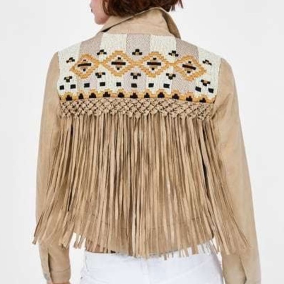 Zara Jackets & Blazers - SALE🔽$179! Fringe Suede Biker Jacket